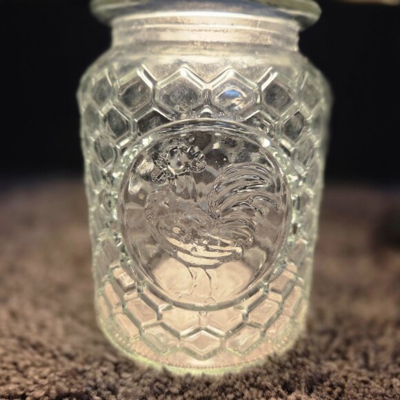 2 Rustic Chicken Wire & Rooster Clear Glass Canisters w/Lids Honeycomb Farmhouse - Picture 5 of 12